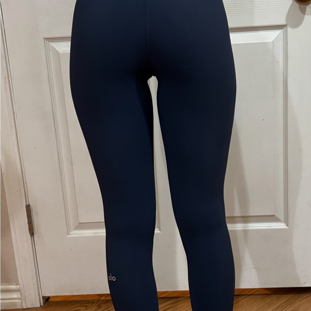 ALO Ripped Warrior Yoga Navy Blue High-Waist Leggings XS - Picture 3 of 7